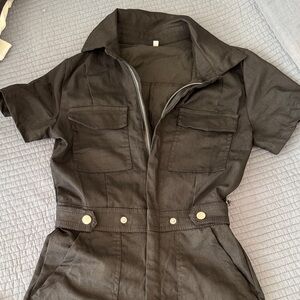 Black Women's Utility Jumpsuit